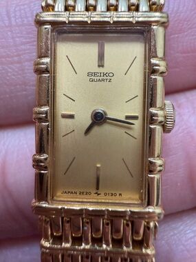 Seiko Gold Tone Rectangular Bracelet Watch
